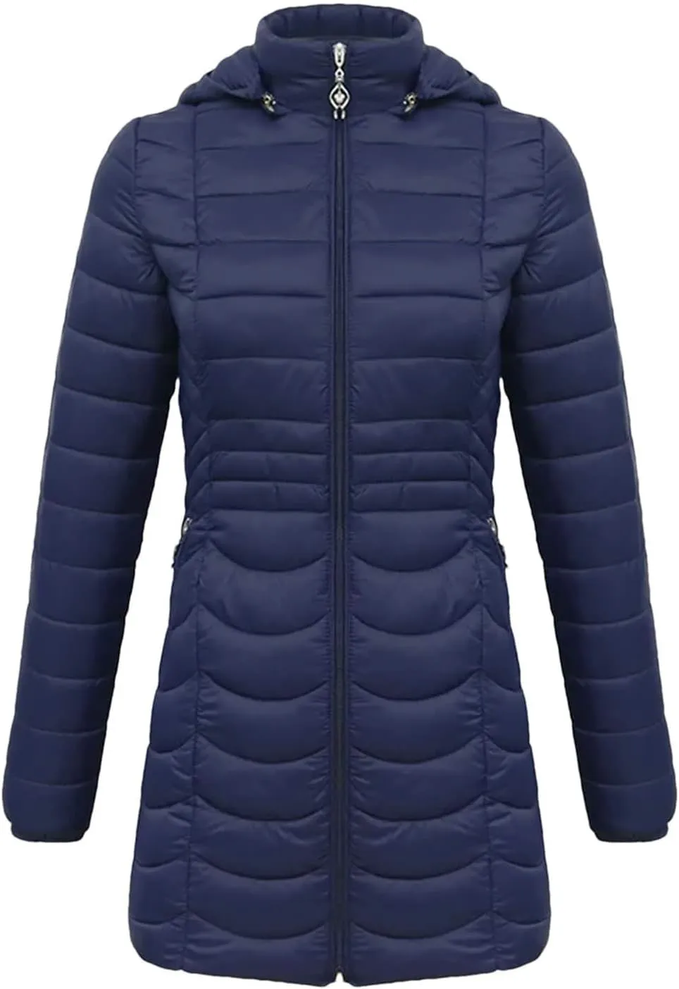 Winter Women Soild Long Warm Parka With Detachable Hood Outdoor Padded Cotton Coat Ultralight Outwear