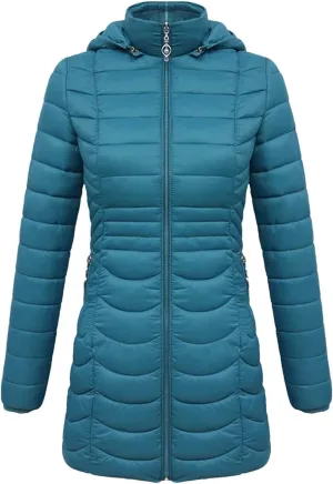 Winter Women Soild Long Warm Parka With Detachable Hood Outdoor Padded Cotton Coat Ultralight Outwear