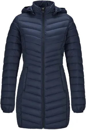 Winter Women Soild Windproof Long Warm Parka Coat With Hood Ultralight Portable Outdoor Padded Cotton Jacket