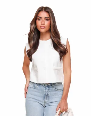Witte Basic Cropped - Gilet