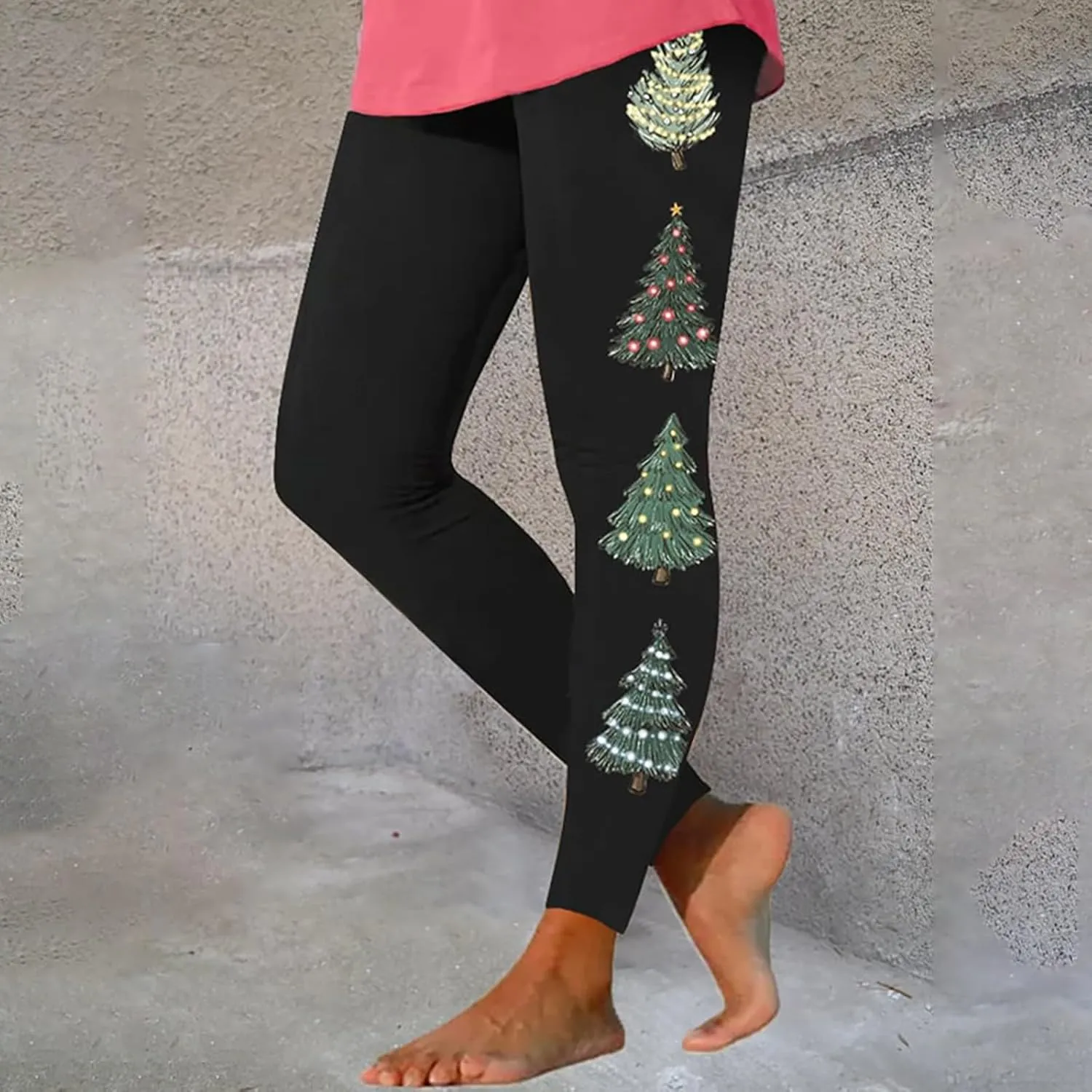 Women Christmas Leggings Funny Xmas Graphic Yoga Sweatpants Winter Warm Tights Tousers High Waist Jogger Lounge Pants