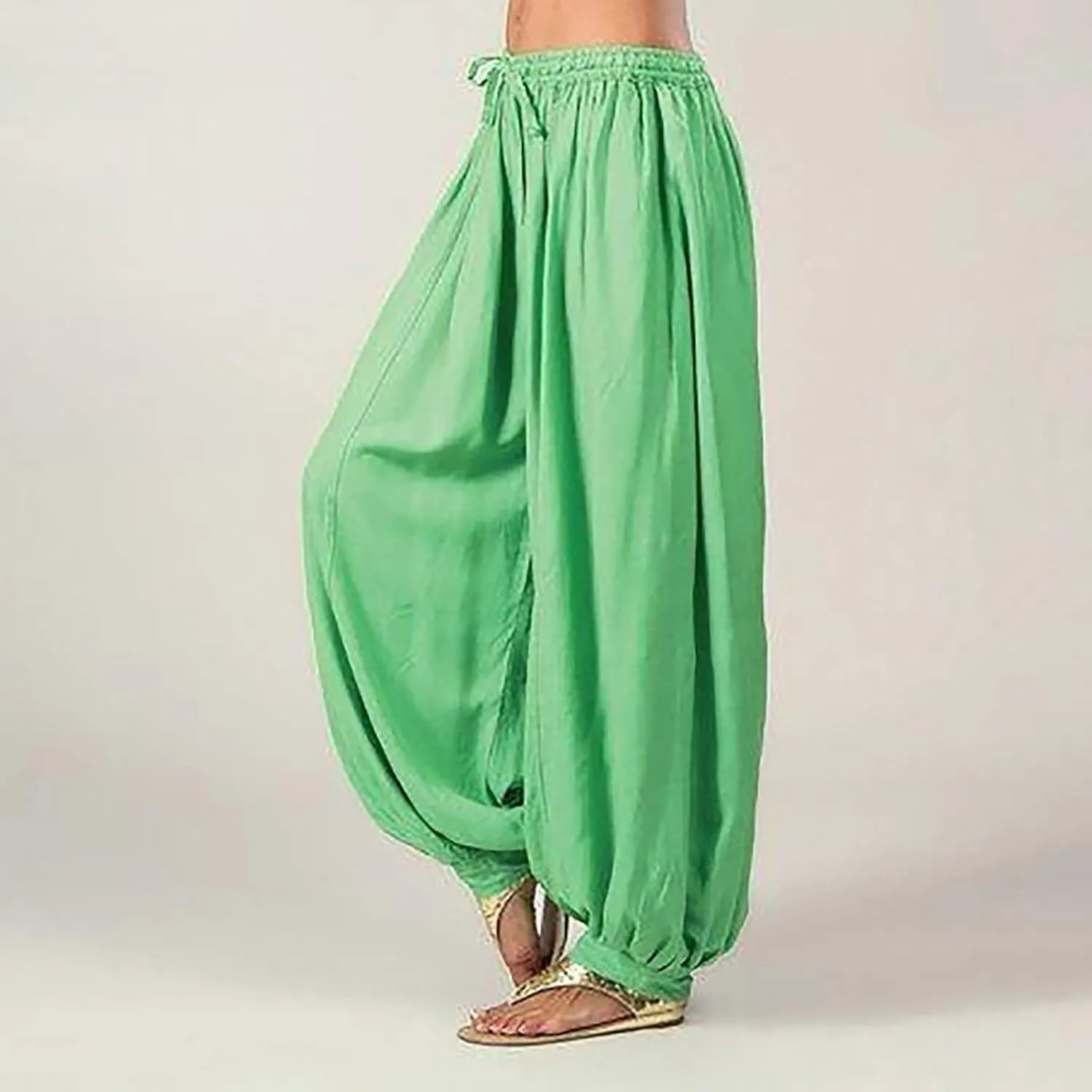 Women Cotton Linen Baggy Hippie Pants Boho Gypsy Aladdin Yoga Harem Lounge Pants Loose Leg Jogger Palazzo Sweatpants