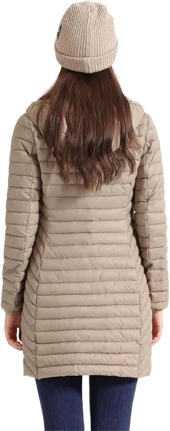 Women Long Warm Parka Coat With Hood Winter Outdoor Padded Cotton Clothes Ultralight Portable Outwear