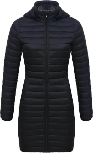 Women Long Warm Parka Coat With Hood Winter Outdoor Padded Cotton Clothes Ultralight Portable Outwear