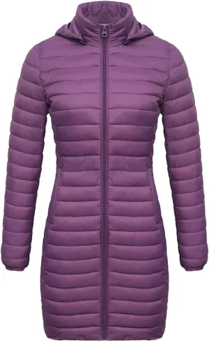 Women Long Warm Parka Coat With Hood Winter Outdoor Padded Cotton Clothes Ultralight Portable Outwear