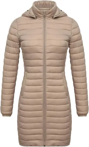 Women Long Warm Parka Coat With Hood Winter Outdoor Padded Cotton Clothes Ultralight Portable Outwear