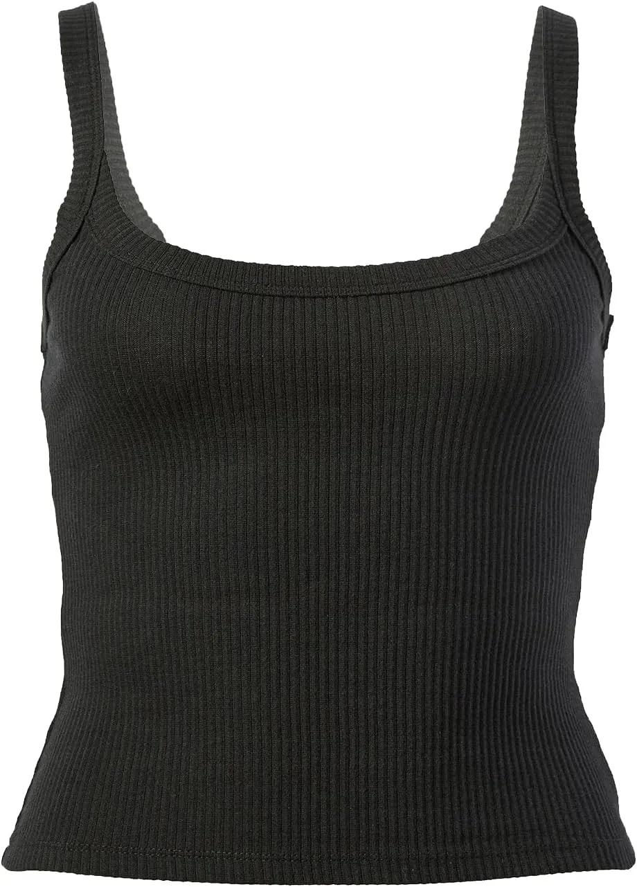 Women Ribbed Knit Sleeveless Crop Top Scoop Neck Slim Fit Cami Top Y2k Summer Basic Tank Top
