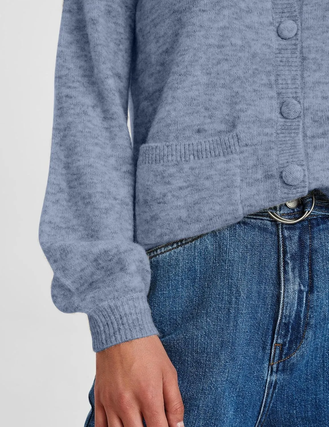 Women Ruffle Collar Cardigan Open Front Long Sleeve Button Down Knit Sweater Coats Solid Casual Fall Tops with Pockets
