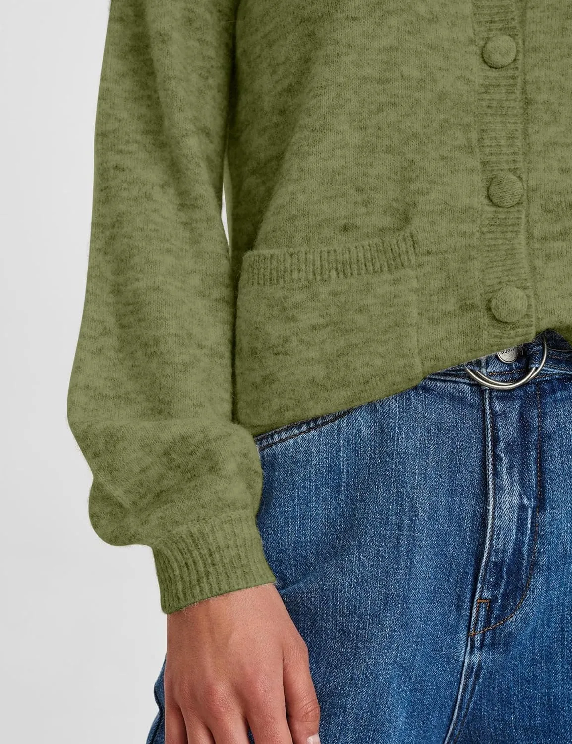 Women Ruffle Collar Cardigan Open Front Long Sleeve Button Down Knit Sweater Coats Solid Casual Fall Tops with Pockets