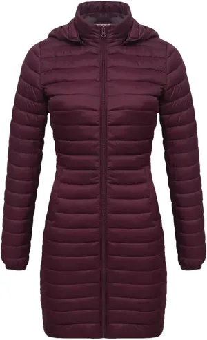 Women Soild Loose Long Parka Coat With Hood Warm Outdoor Padded Cotton Clothes Ultralight Portable Outwear