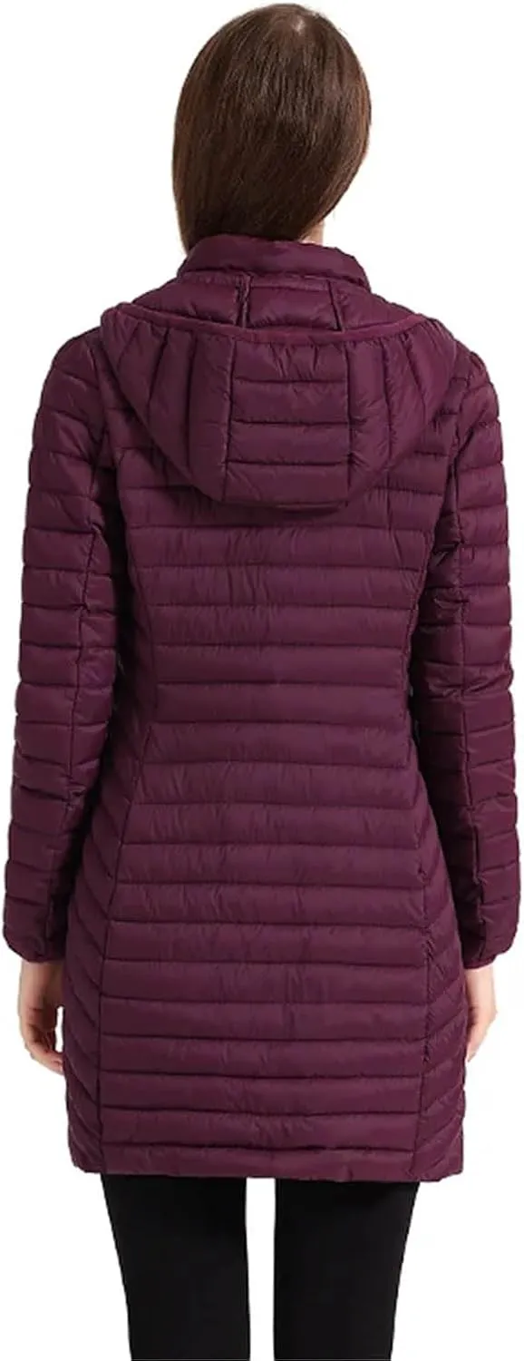 Women Soild Loose Long Parka Coat With Hood Warm Outdoor Padded Cotton Clothes Ultralight Portable Outwear