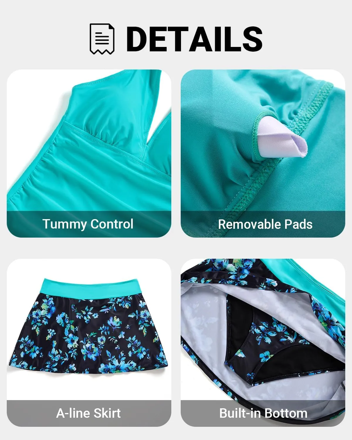 Women Tankini with Skirt - 2 Piece Swimsuits Tummy Control Bathing Suits Halter V Neck Swimwear 2025