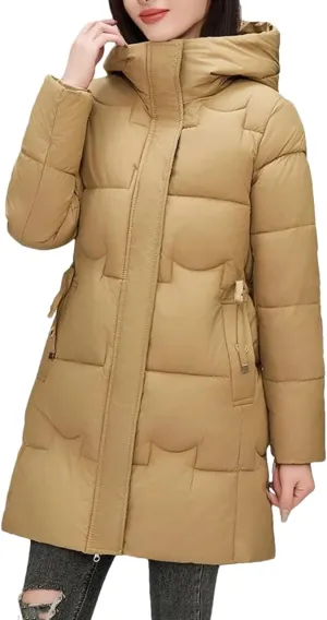 Women Warm Cotton Padded Jacket Long Down Cotton Coat Parkas Overcoat Hooded Outwear Ladies Jacket
