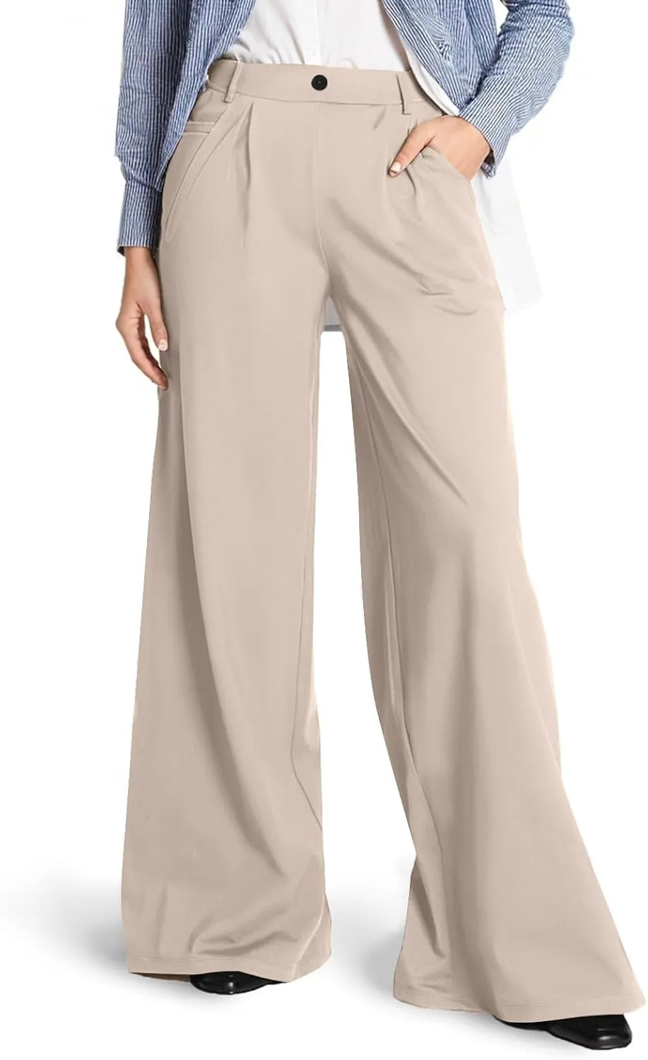 Women Wide Leg Dress Pants High Waisted Business Casual Suit Pants Work Trousers with Pockets