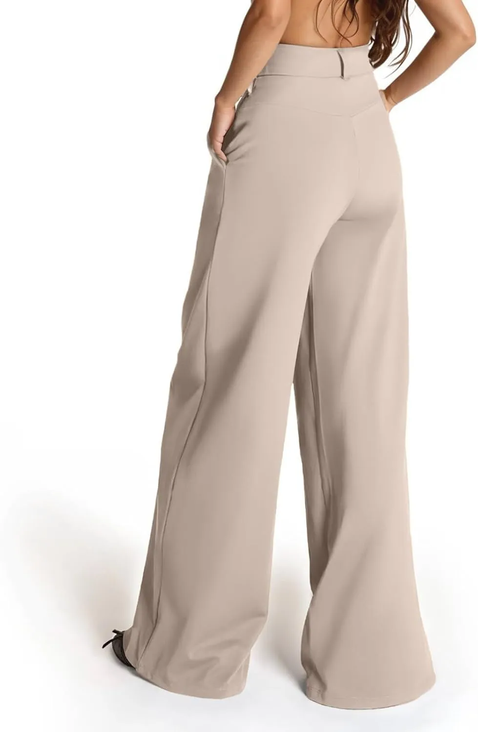 Women Wide Leg Dress Pants High Waisted Business Casual Suit Pants Work Trousers with Pockets
