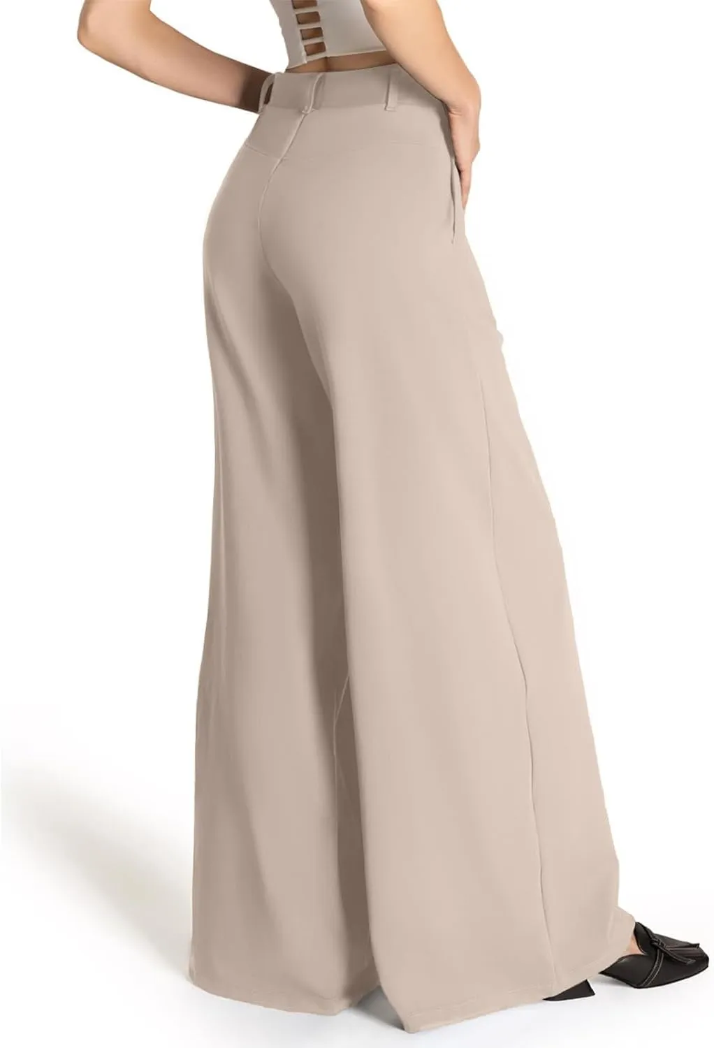 Women Wide Leg Dress Pants High Waisted Business Casual Suit Pants Work Trousers with Pockets