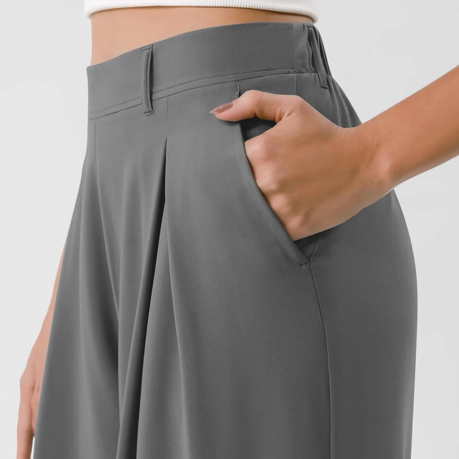 Women Wide Leg Dress Pants High Waisted Loose Fit Business Suit Pants Work Trousers with Pockets