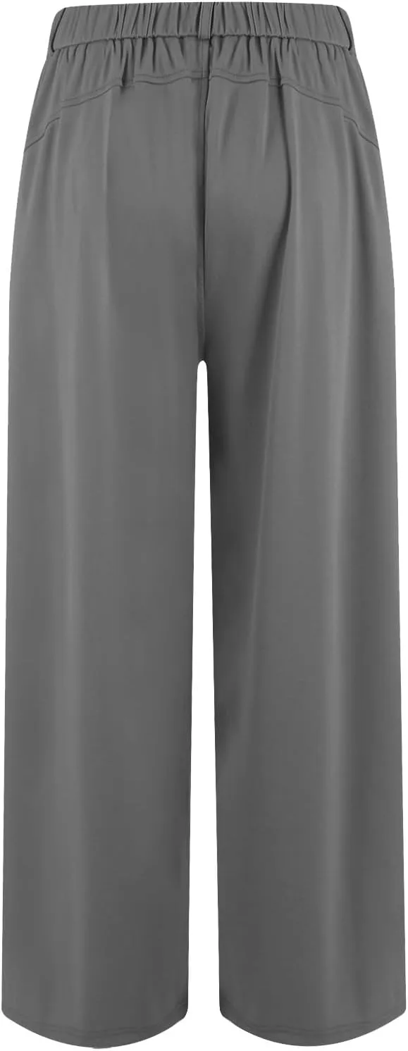 Women Wide Leg Dress Pants High Waisted Loose Fit Business Suit Pants Work Trousers with Pockets