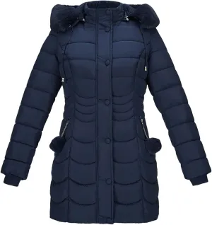 Women Winter Warm Parka Coat With Fur Fluffy Fur Hood Outdoor Long Padded Cotton Clothing