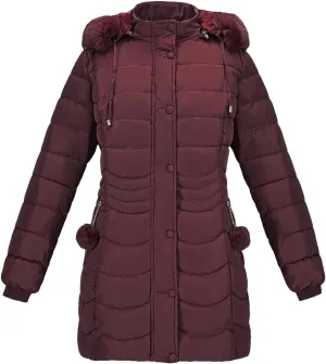 Women Winter Warm Parka Coat With Fur Fluffy Fur Hood Outdoor Long Padded Cotton Clothing