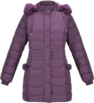 Women Winter Warm Parka Coat With Fur Fluffy Fur Hood Outdoor Long Padded Cotton Clothing
