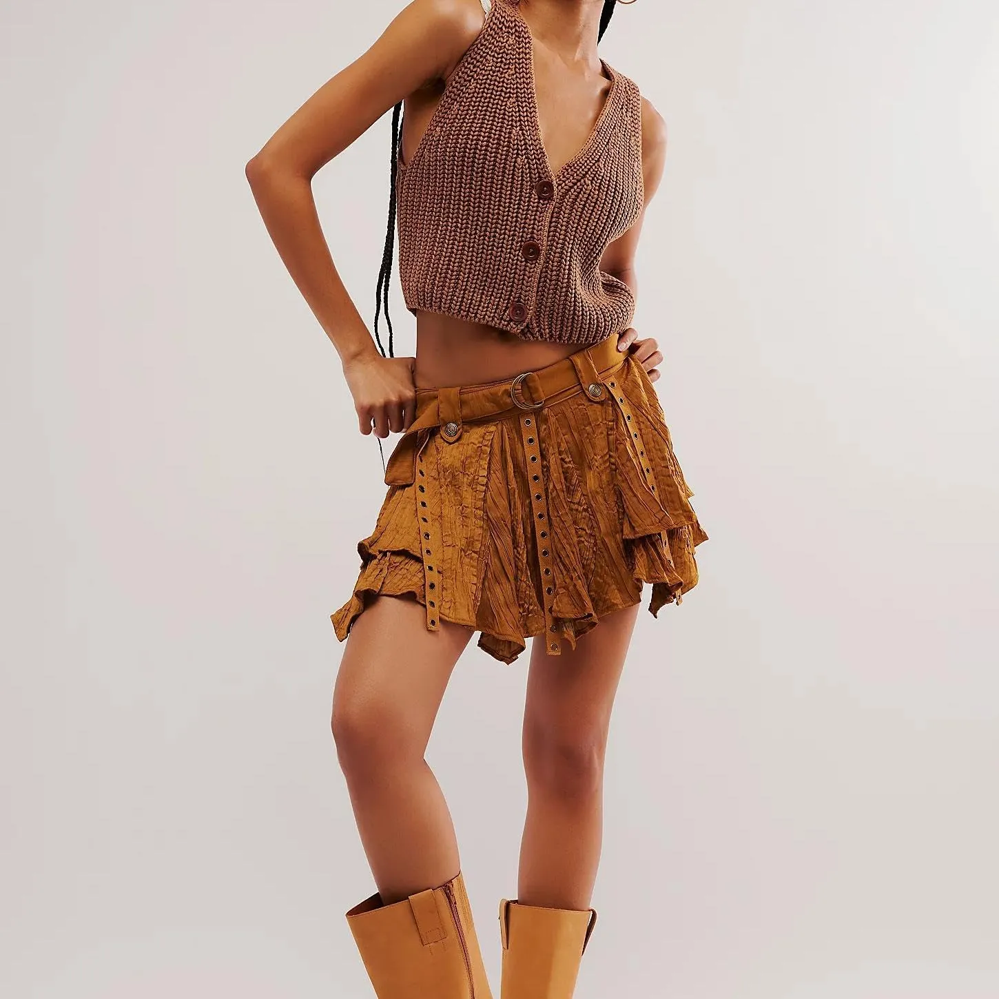 Women Y2k Button Down Chunky Knit Crop Sweater Vest Loose Sleeveless V Neck Open Font Button Front Cardigan Vest