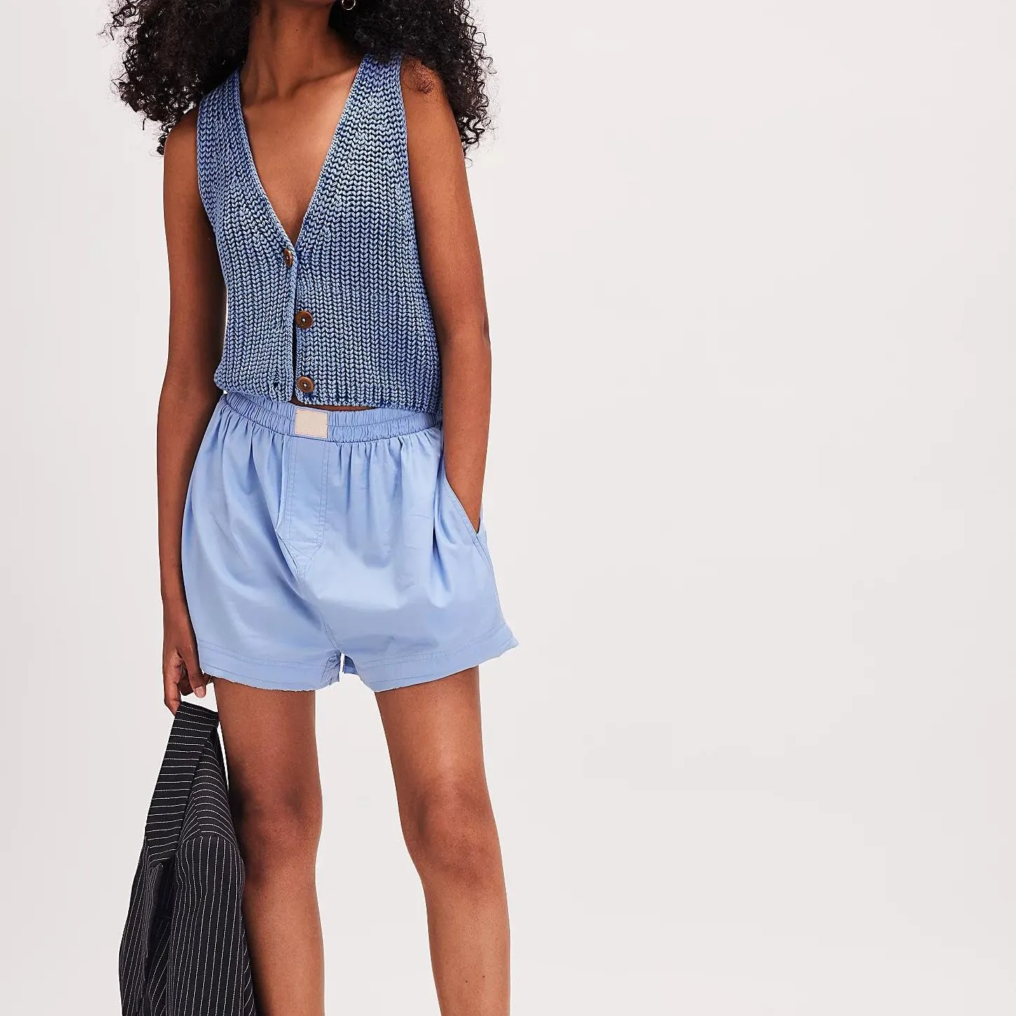 Women Y2k Button Down Chunky Knit Crop Sweater Vest Loose Sleeveless V Neck Open Font Button Front Cardigan Vest