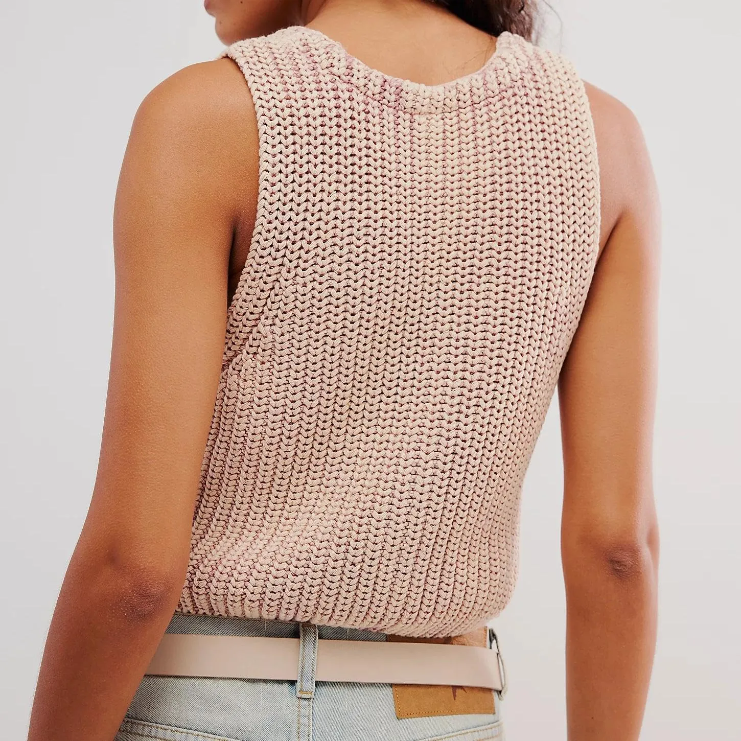 Women Y2k Button Down Chunky Knit Crop Sweater Vest Loose Sleeveless V Neck Open Font Button Front Cardigan Vest