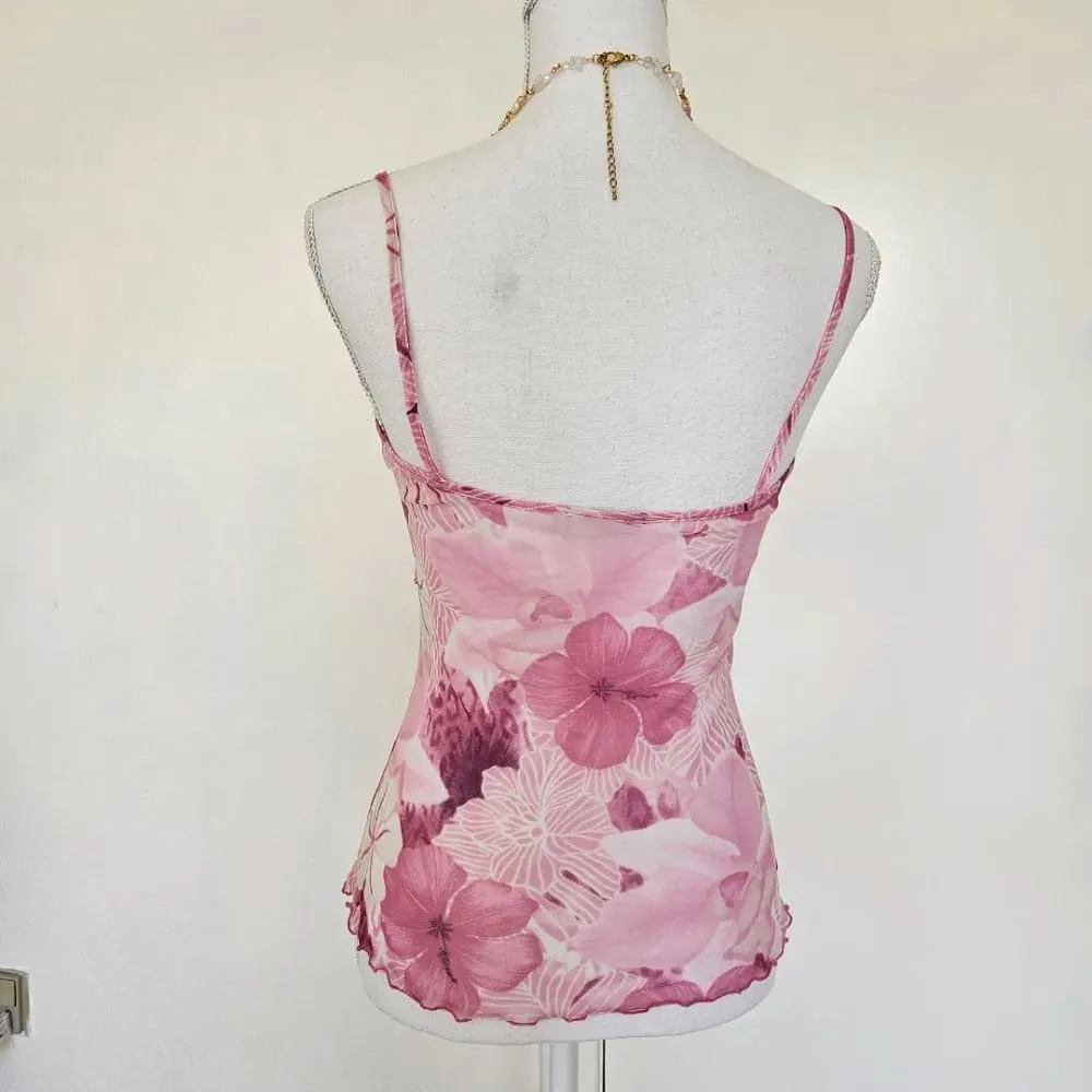 Women Y2K Cami Tank Top Polka Dot Sleeveless V Neck Crop Top Sexy Lace Trim Spaghetti Strap Camisole Top