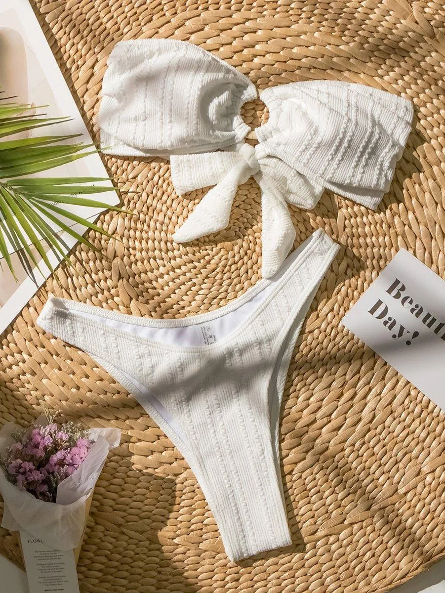 Women's Bandeau Bikini Set - Versatile Swimwear for Teens & Adults