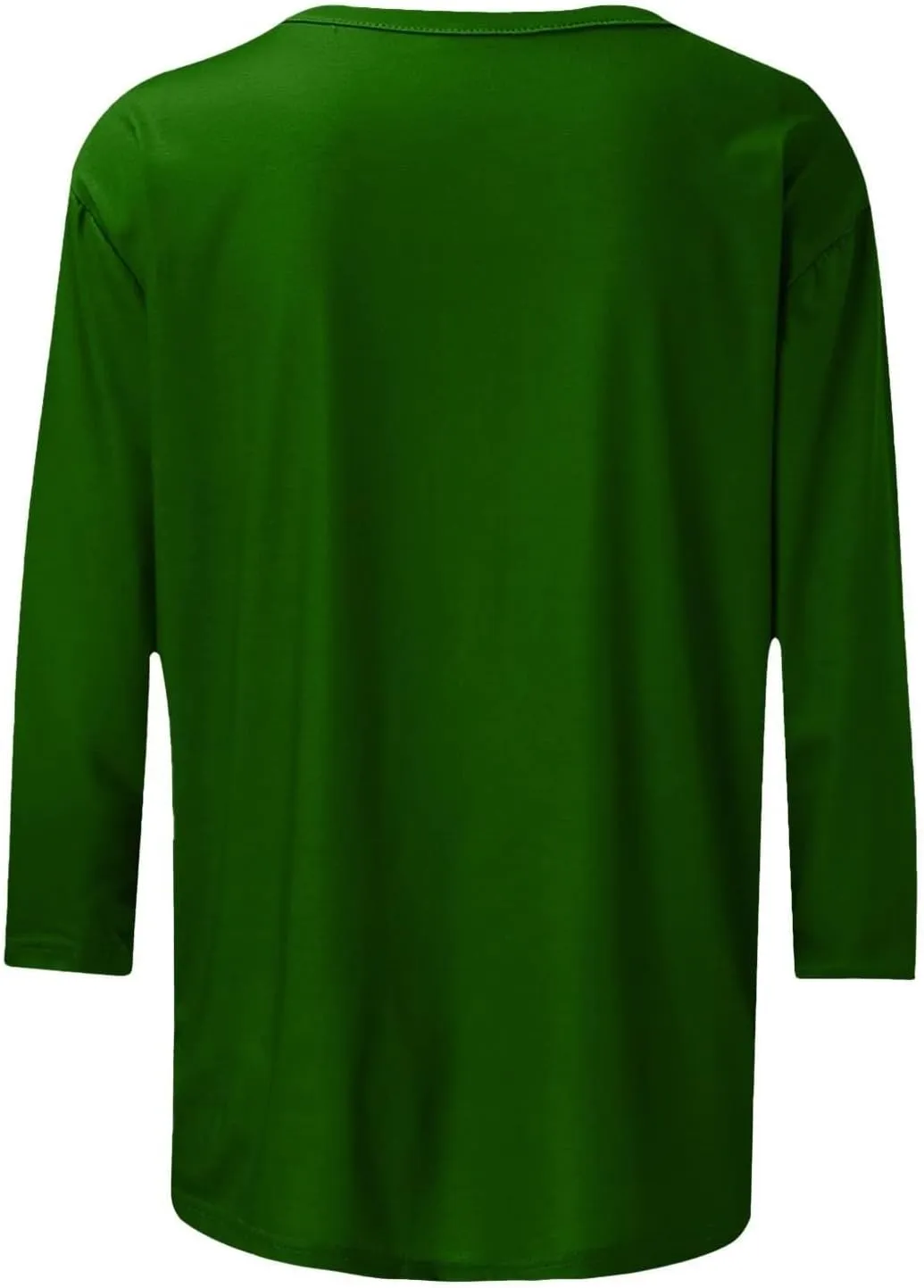 Womens Basic Cotton Tops Casual Loose 3/4 Sleeve Round Neck Pullover Blouses Summer Solid Color Dressy T Shirt