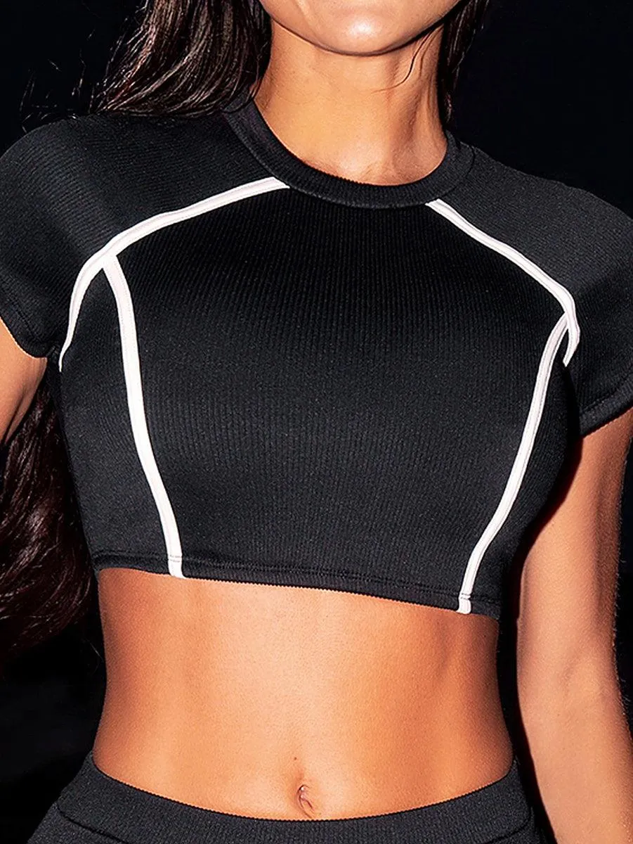 Women's Black Bikini Set - Designer Round Neck Swimwear