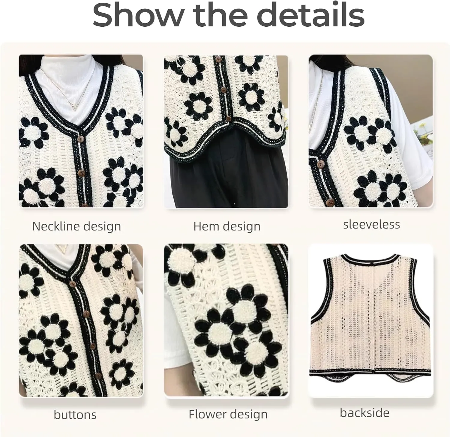 Women's Casual Sleeveless V-Neck Buttoned Knit Cardigan Short Knit Vest