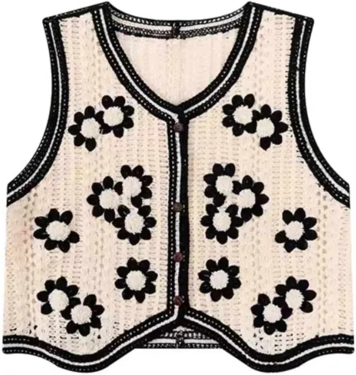 Women's Casual Sleeveless V-Neck Buttoned Knit Cardigan Short Knit Vest