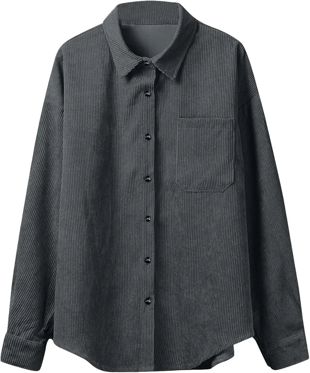 Womens Corduroy Button Down Shirts Casual Long Sleeve Boyfriend Jacket Fall Fashion Solid Color Tops with Pockets