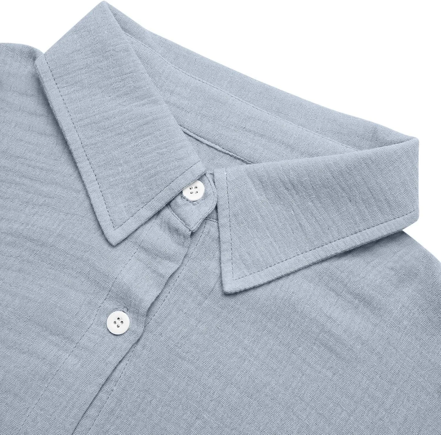 Womens Cotton Linen Shirts Solid 3/4 Sleeve Tunic Tops V Neck Roll up Button Down Blouses 2025 Summer Casual Tops