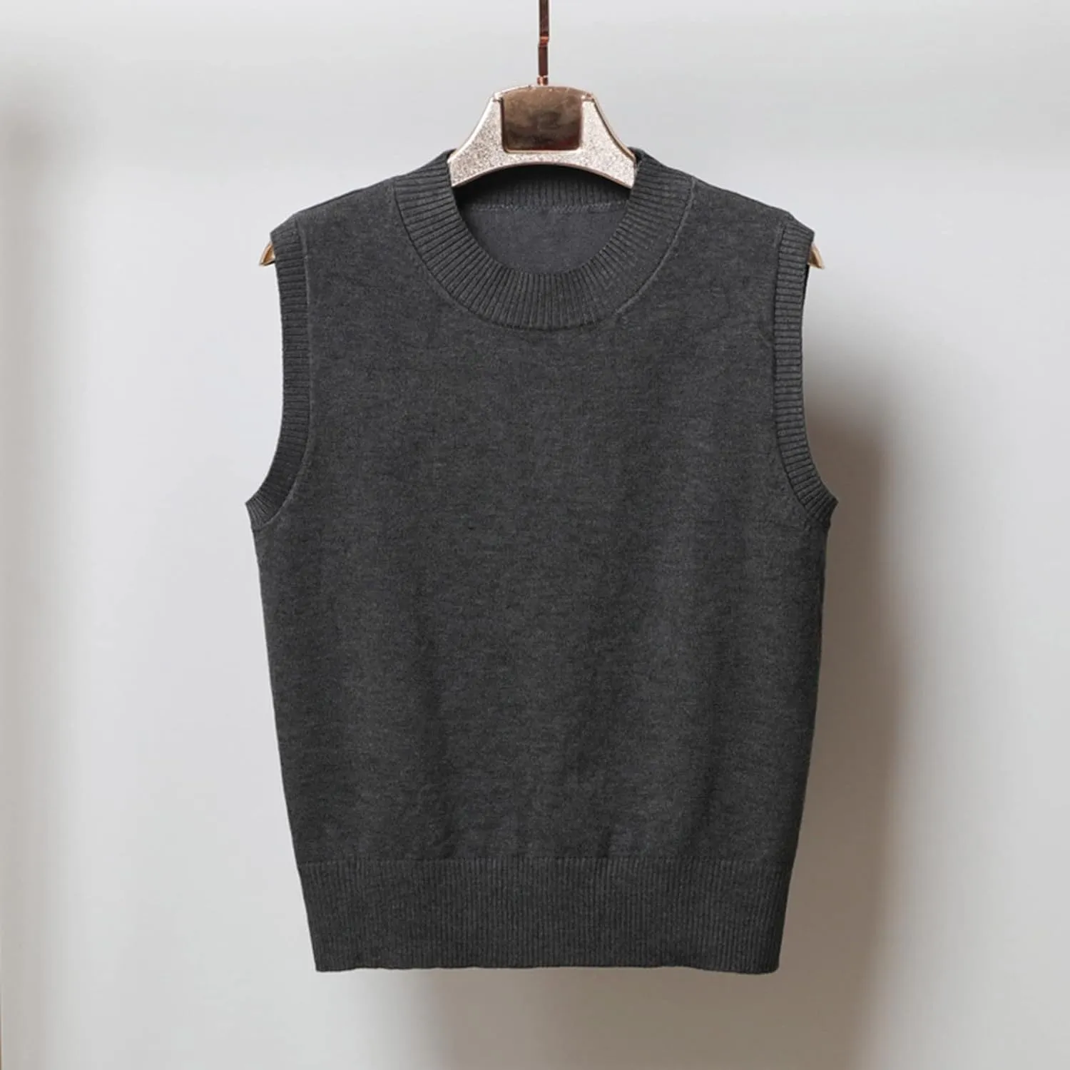 Womens Crew-Neck Knitted Sweater Vest,Sweater Vest,Pure Casual Business Dress Vest,Cable Knit Crop Tank Tops