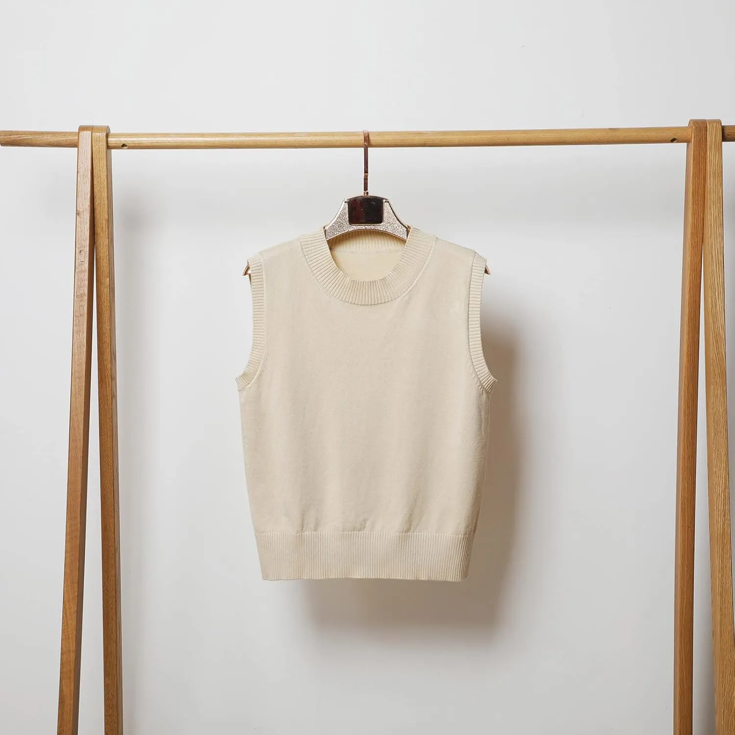 Womens Crew-Neck Knitted Sweater Vest,Sweater Vest,Pure Casual Business Dress Vest,Cable Knit Crop Tank Tops