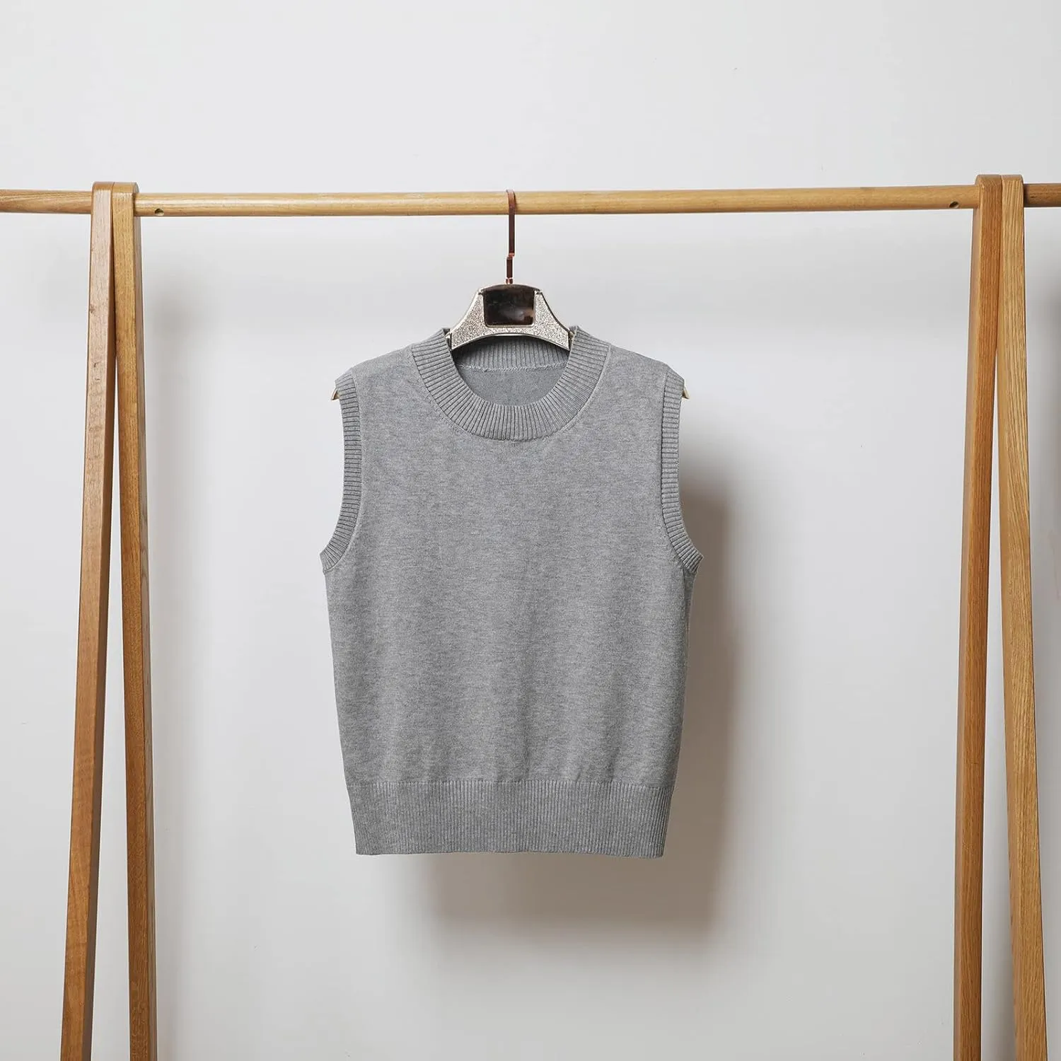 Womens Crew-Neck Knitted Sweater Vest,Sweater Vest,Pure Casual Business Dress Vest,Cable Knit Crop Tank Tops