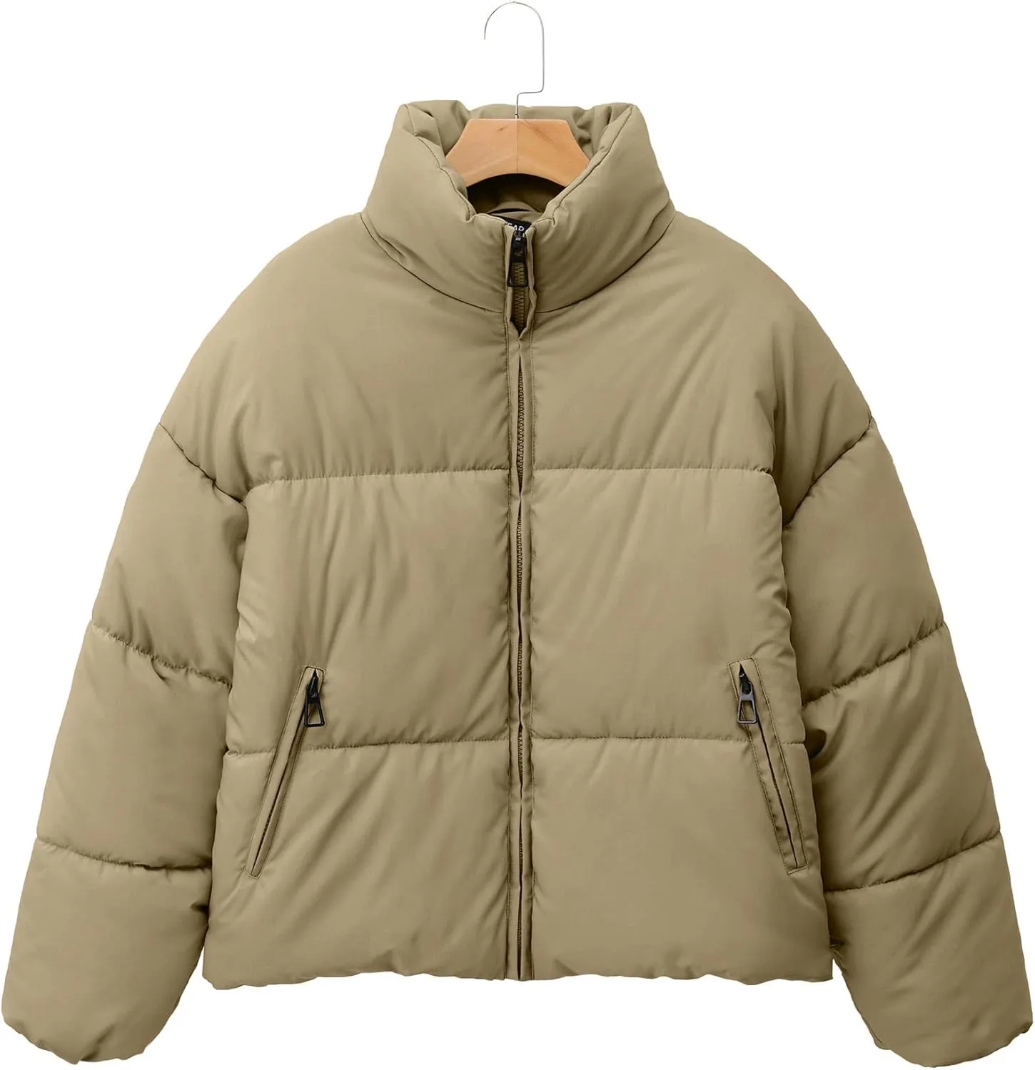 Womens Cropped Puffer Jacket Long Sleeve Winter Puffy Coat Short Warm Casual Quilted Jackets