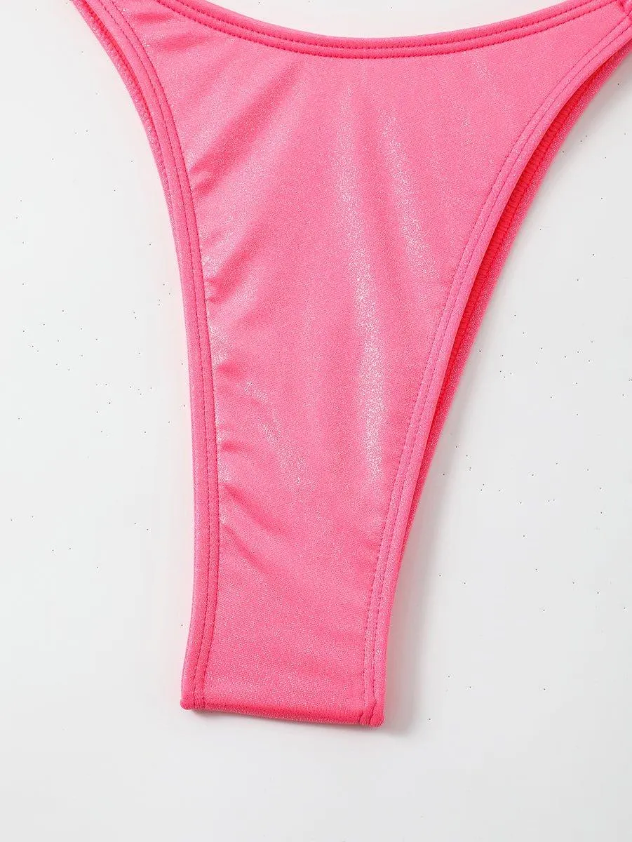 Women's Cute Pink Bikini Set - Sexy Two-Piece Swimwear for Beach & Pool