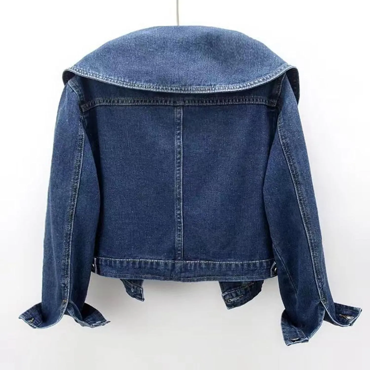 Women's Denim Jacket 3/4 Sleeve Button Down Crop Jean Jackets Casual Coats Tops with Pockets