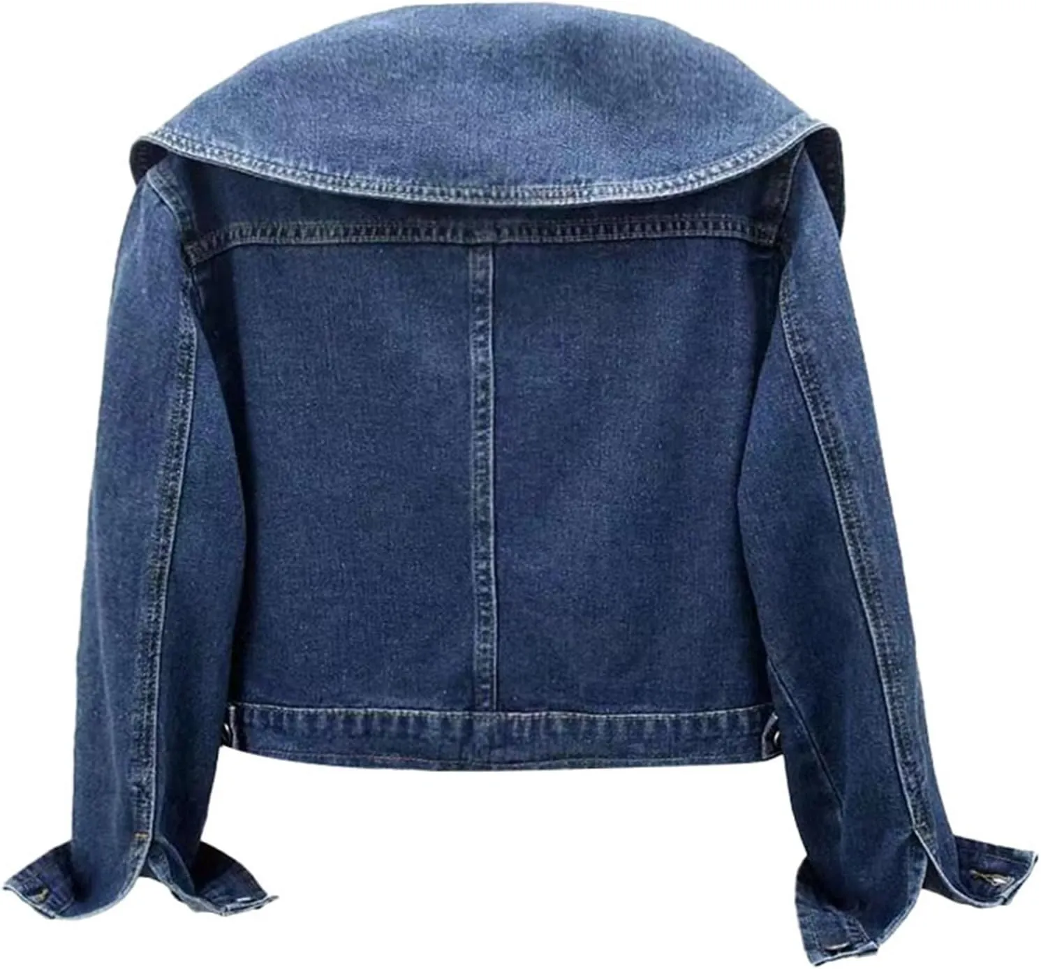 Women's Denim Jacket 3/4 Sleeve Button Down Crop Jean Jackets Casual Coats Tops with Pockets