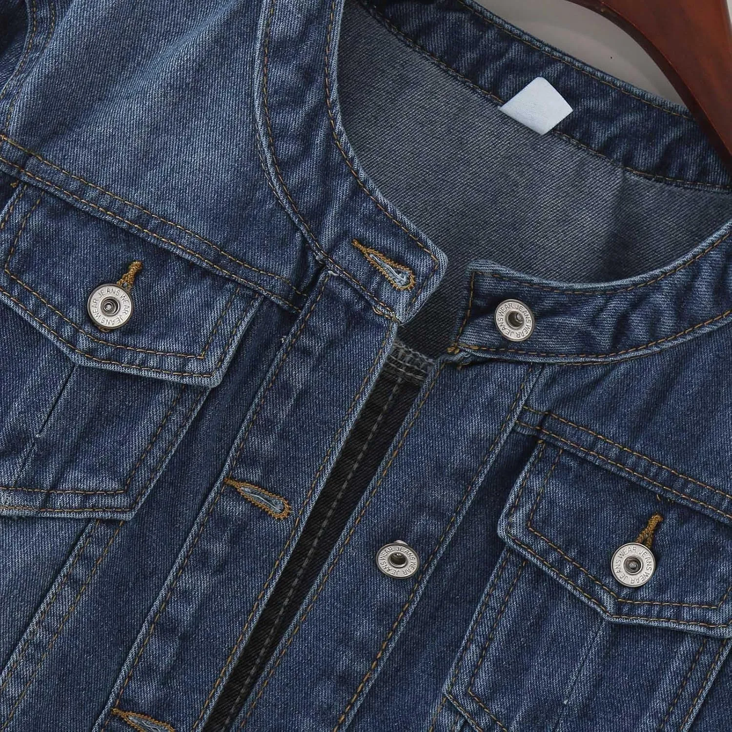 Womens Denim Jackets 2024 Trendy Button Up Shacket Fall Spring Long Sleeve Jean Coats with Pockets Fashion Denim Coat