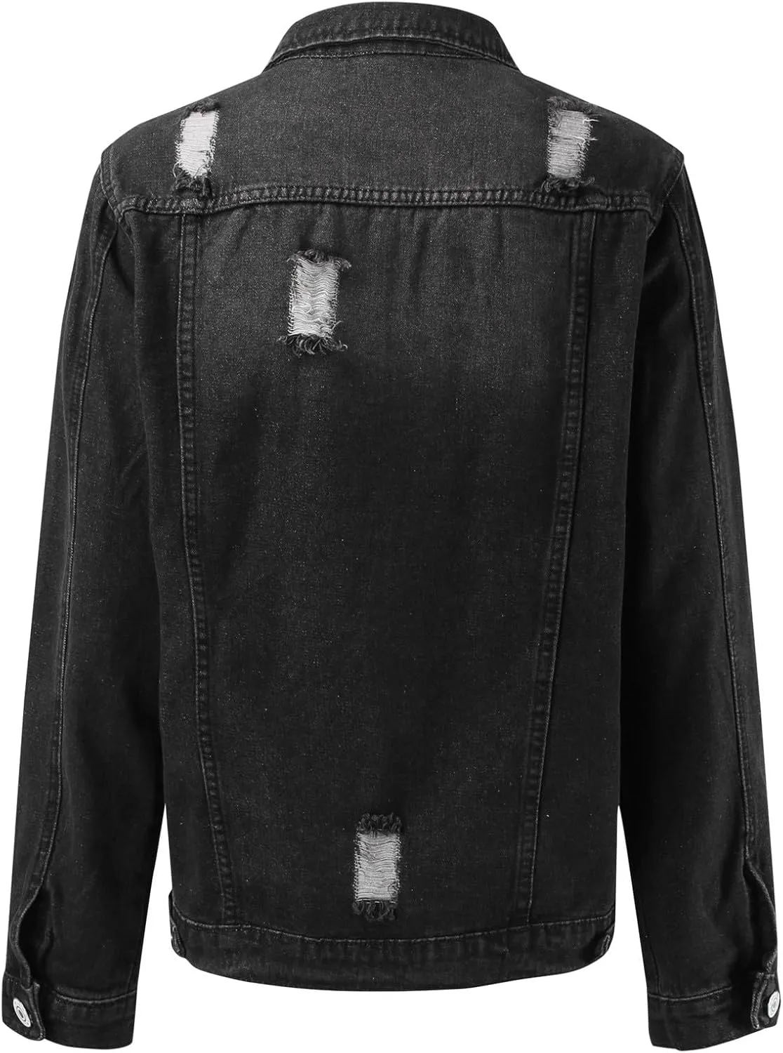 Womens Denim Jackets 2024 Trendy Button Up Shacket Fall Spring Long Sleeve Jean Coats with Pockets Fashion Denim Coat