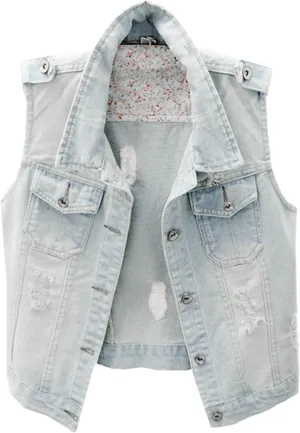 Womens Denim Vest jean vest top Button Up denim jacket Distressed Cropped jacket Sleeveless Jean Jacket