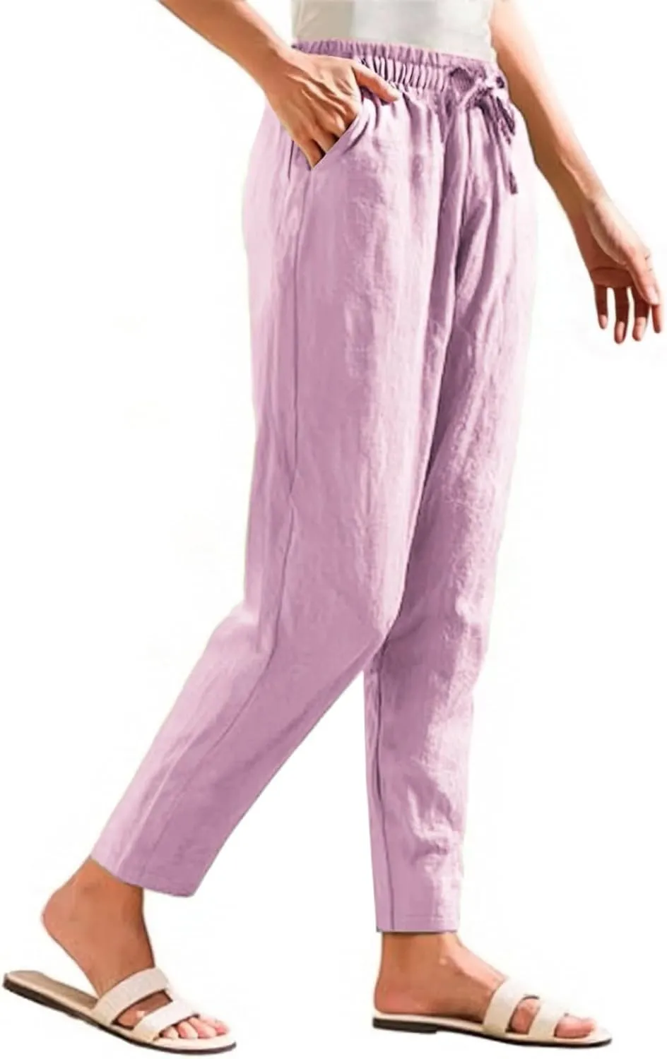 Womens Dress Pants Golf,Dress Sweatpants Women Plus Size Low Rise Cotton Linen Baggy Wide Leg Trousers