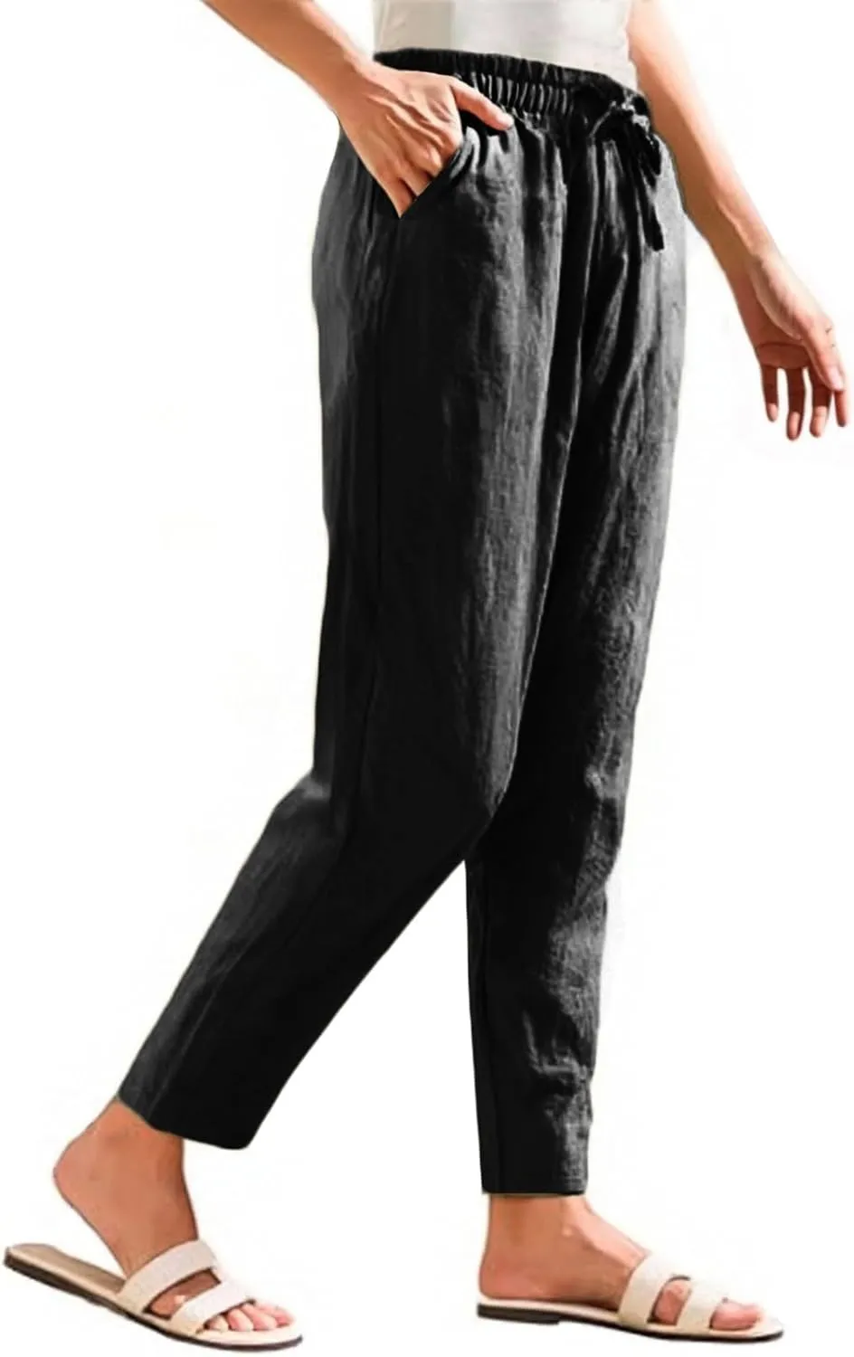 Womens Dress Pants Golf,Dress Sweatpants Women Plus Size Low Rise Cotton Linen Baggy Wide Leg Trousers