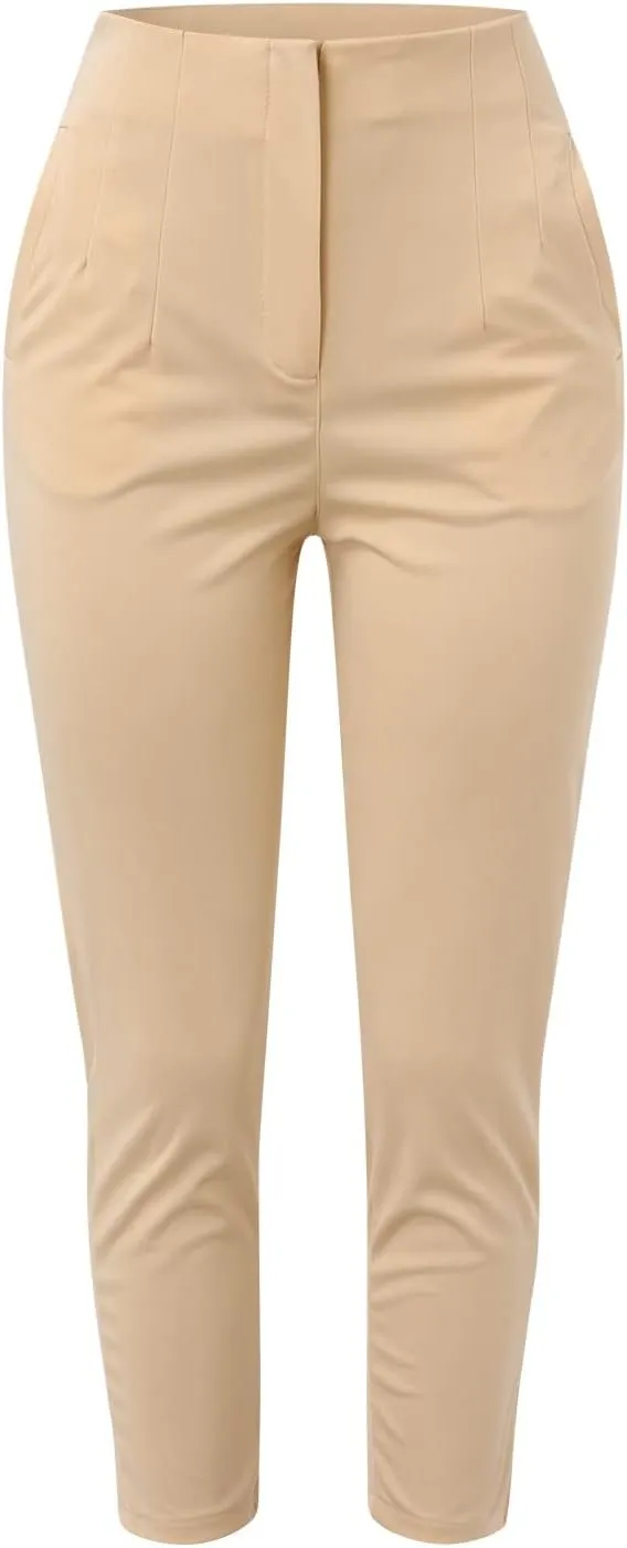 Womens Dress Pants High Waist Tummy Control Slim Fit Work Pants Zip Up Casual Dressy Business Office Trousers