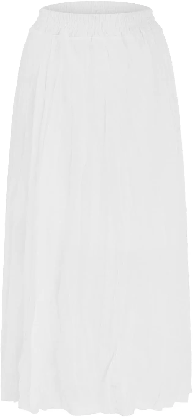 Women's Fashion Skirts High Waist Mid Length Pleated A Line Skirt Elastic Waistband Versatile Women Midi Skirts